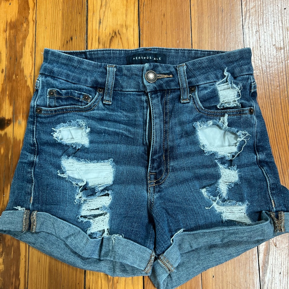 Aeropostale Blue Jean Shorts Distressed Style